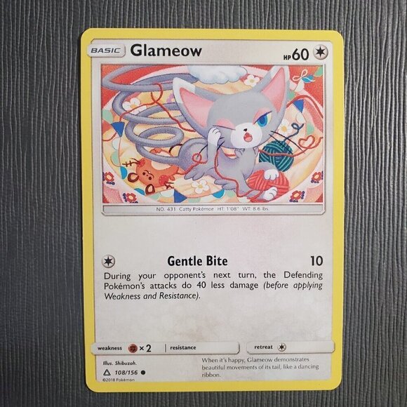 Glameow 108/156 Pokemon  Ultra Prism Colorless Common 2018 MP - Picture 3 of 3